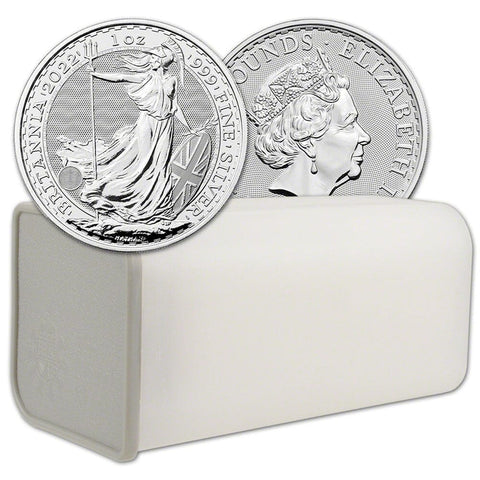 Mint Roll of 25 Great Britain 1 oz .999 Silver Britannia Coins - Gem Uncirculated