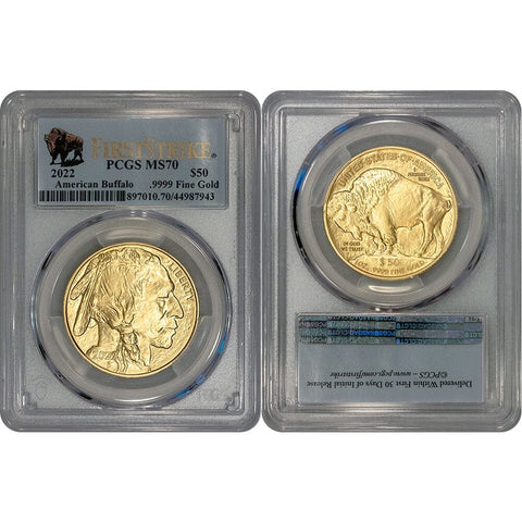 2022 $50 American Buffalo .9999 One Ounce Gold - PCGS MS 70