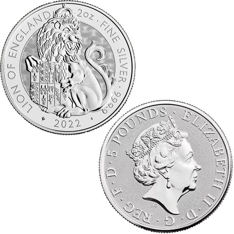 2022 Great Britain 2 oz Silver Tudors Beasts – Lion of England - Gem Uncirculated