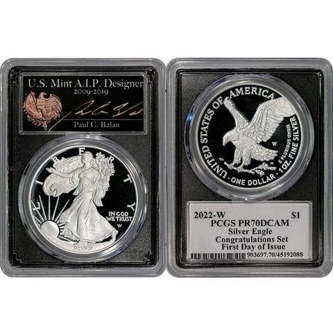 2022-W Proof American Silver Eagle Congratulations Set - PCGS PR 70 DCAM FDOI Balan