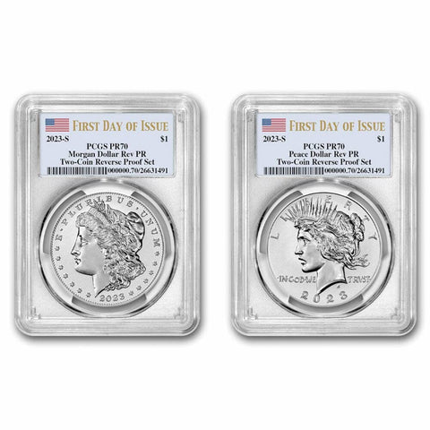 2023-S Reverse Proof Morgan & Peace Dollar 2-Coin Set - PCGS PR 70