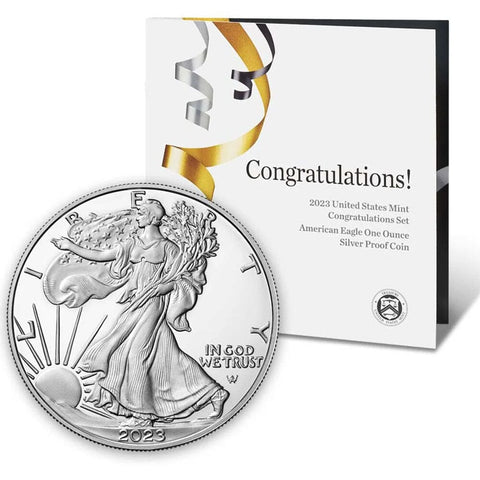 2023 Congratulations Set with 2023-W 1 oz Proof Silver Eagle - Gem Proof in OGP