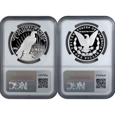 2023-S Morgan & Peace .999 Silver Dollars Proof Set - NGC PR 70 DCAM