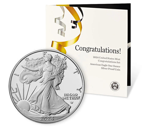 2024 Congratulations Set with 2024-W 1 oz Proof Silver Eagle - Gem Proof in OGP