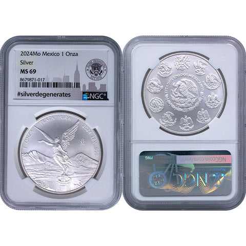 2024 Mexico 1 Onza "Libertad" 1 oz Silver - NGC MS 69 - Gem Brilliant Uncirculated