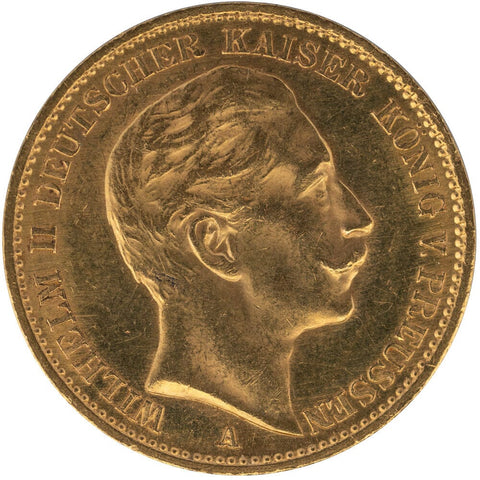 1912-A German States, Prussia Gold 20 Mark KM.521 - About Uncirculated