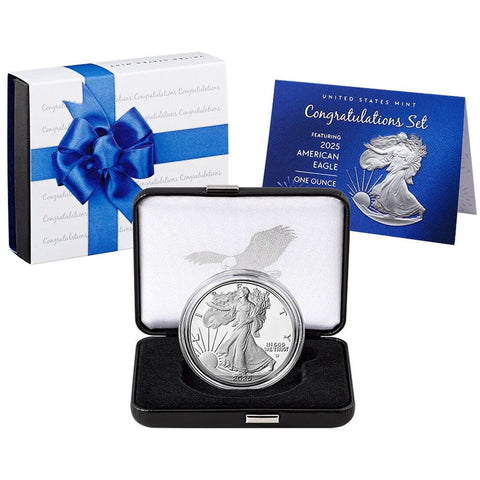 2025 Congratulations Set with 2025-W 1 oz Proof Silver Eagle - Gem Proof in OGP w/ CoA