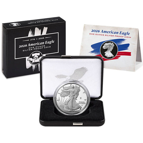 1776~2026 $1 Proof American Silver Eagle, Liberty Bell Privy, 250th Anniversary - Gem Proof in OGP w/ CoA