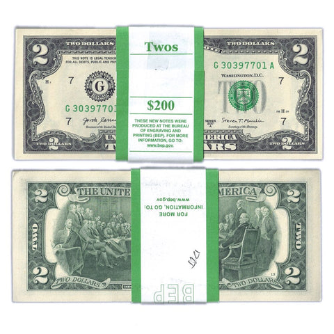 2017-A Chicago Federal Reserve $2 Notes - BEP Pack of 100 - Choice Uncirculated