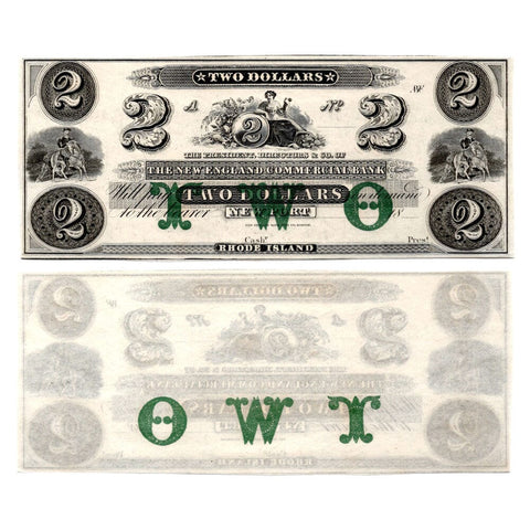 18__s $2 New England Commercial Bank of Rhode Island Remainder Note - Crisp Uncirculated