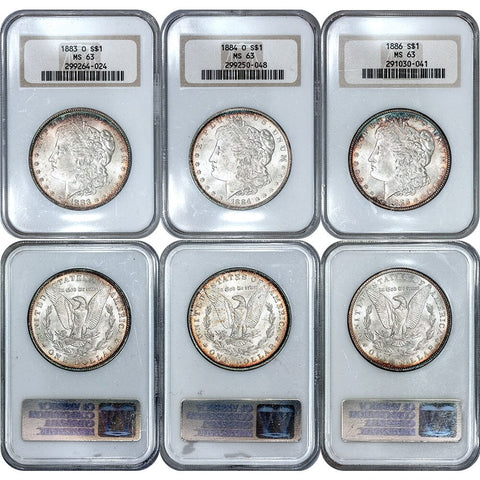 3 Different Pre-1921 Morgan Dollars - NGC MS 63 - All Gen. 5 'Fatty' Slabs
