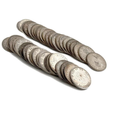 40-Coin Roll of Geroge VI & Elizabeth Canada Silver Quarters - VG to AU