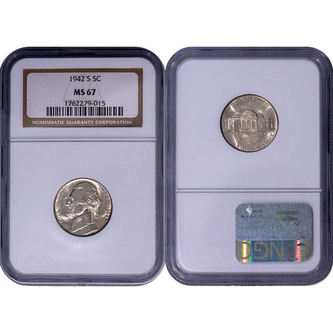 1942-S Jefferson Nickel - NGC MS 67 - Gem Brilliant Uncirculated