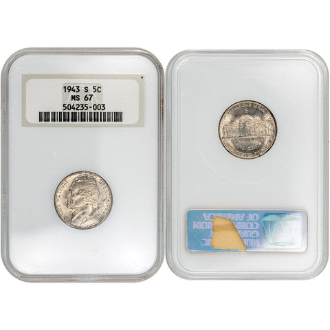 1943-S Silver Jefferson "War" Nickel - NGC MS 67 - Gem Uncirculated