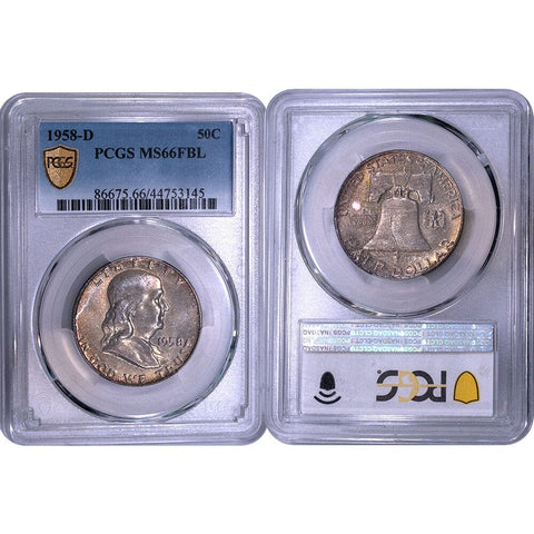 1958-D Franklin Half Dollar - NGC MS 66 FBL - Gem Brilliant Uncirculated