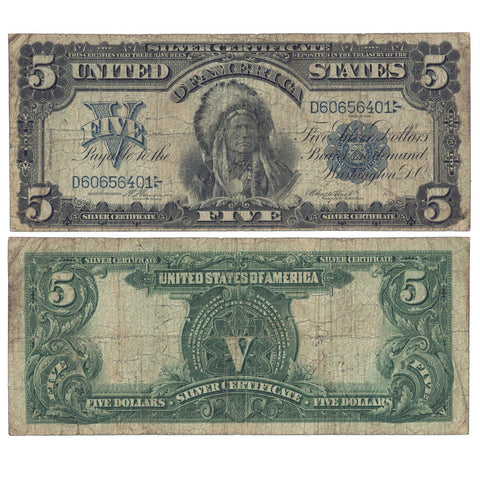 1899 $5 Oncpapa Indian Chief Silver Certificate Fr.273 - Very Good+