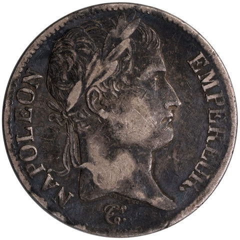 1813 France Napoleon Silver 5 Francs KM# 694.1 - Very Fine Details (Obv. Graffiti)