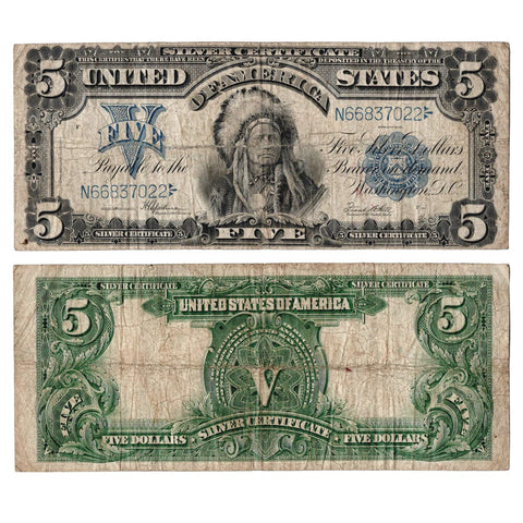 1899 $5 Oncpapa Indian Chief Silver Certificate Fr. 281 - Very Good