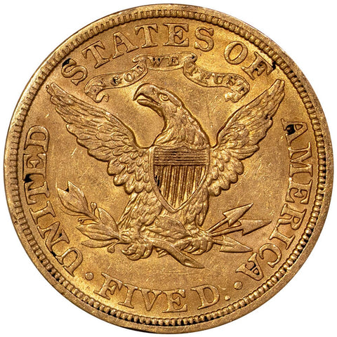 1908 $5 Liberty Head Gold - About Uncirculated