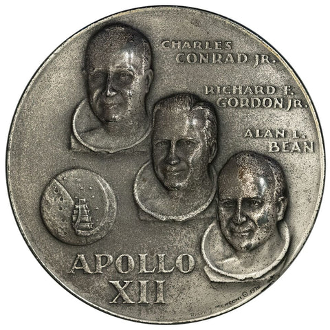 1969 Medallic Art Co Apollo XII 63mm 4.9 toz .999 Silver Medal - AU