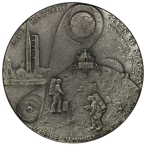 1969 Medallic Art Co Apollo XII 63mm 4.9 toz .999 Silver Medal - AU
