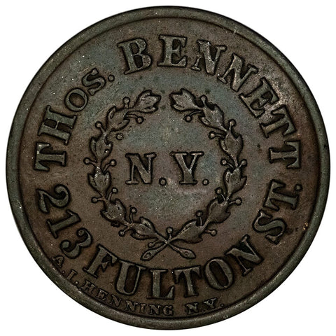 1863 Thos. Bennett NJ / J.C. Bailey NY Jersey City CWT NY 630E-1a Token - Very Fine