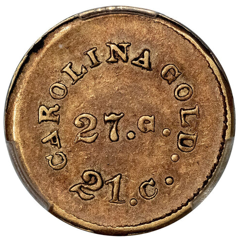 (1842-1850) A. Bechtler Gold Dollar 27 Grains 21 Carat Plain Edge - PCGS AU 50