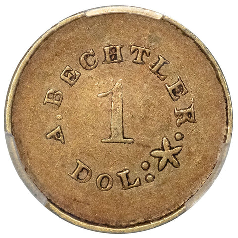 (1842-1850) A. Bechtler Gold Dollar 27 Grains 21 Carat Plain Edge - PCGS XF Details