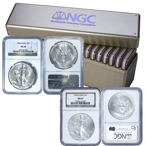 Box of American Silver Eagles - NGC MS 69 - Includes 1986 & 1996