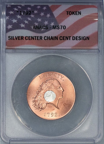 (1792-Dated) Daniel Carr Fantasy Silver Center Chain Cent - ANACS MS 70