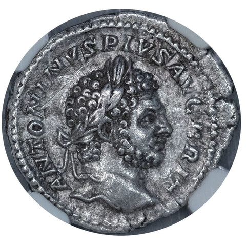Roman Empire, Caracalla, AR Denarius, 198-217 AD - NGC Choice Very Fine