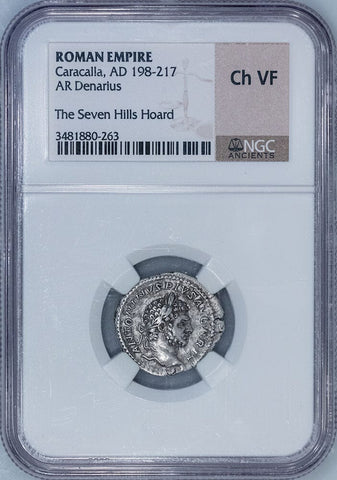Roman Empire, Caracalla, AR Denarius, 198-217 AD - NGC Choice Very Fine