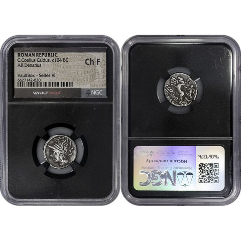 Roman Republic, C. Coelius Caldus AR Denarius, 104 BC - NGC Choice Fine