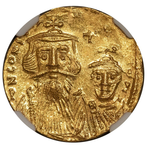 Byzantine Empire, Constans II & Constant IV AV Solidus, 654-668 AD - NGC MS 4/4