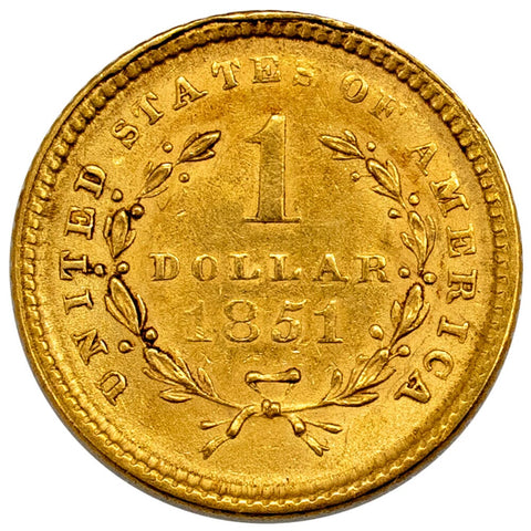 1851 Type-1 Gold Dollar - About Uncirculated Details