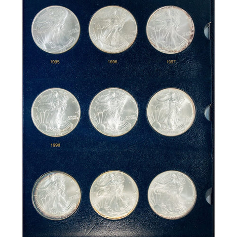 1986 to 2021 Type-1 American Silver Eagle 36-Coin Set in Deluxe Bookshelf Whitman Album