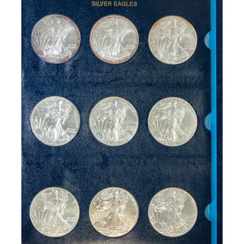 1986 to 2021 Type-1 American Silver Eagle 36-Coin Set in Deluxe Bookshelf Whitman Album