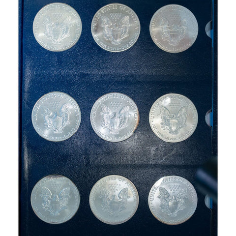 1986 to 2021 Type-1 American Silver Eagle 36-Coin Set in Deluxe Bookshelf Whitman Album
