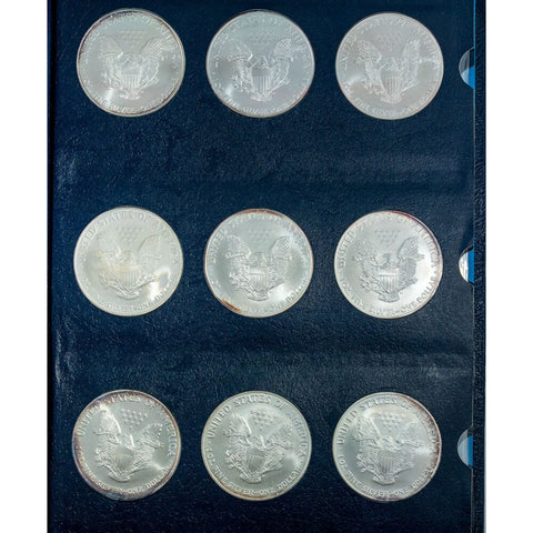 1986 to 2021 Type-1 American Silver Eagle 36-Coin Set in Deluxe Bookshelf Whitman Album