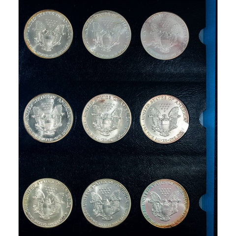1986 to 2021 Type-1 American Silver Eagle 36-Coin Set in Deluxe Bookshelf Whitman Album