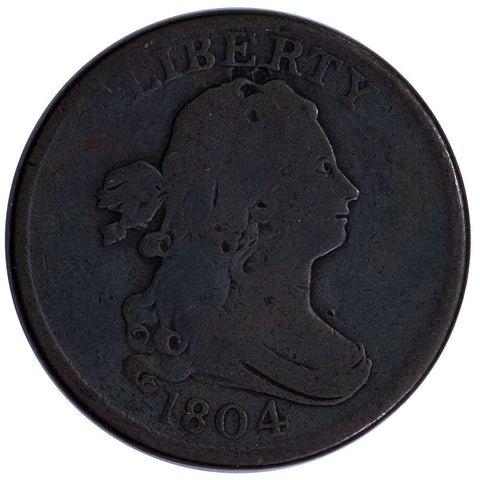 1804 Draped Bust Half Cent, C4/Stems - Very Good+