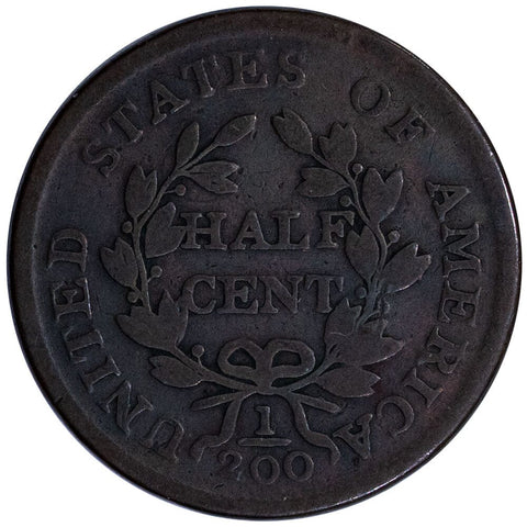 1804 Draped Bust Half Cent, C4/Stems - Very Good+