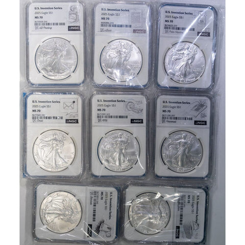 2025 "Invention Series" American Silver Eagles - NGC MS 70 - Gem Brilliant Uncirculated