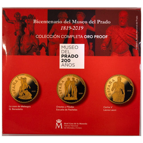 2019 Spain .999 Gold Prado Museum Bicentennial 3-Coin Proof Set - Gem Proof in OGP w/ CoA