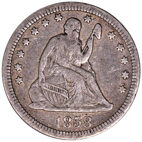 1858 Seated Liberty Quarter - Fine