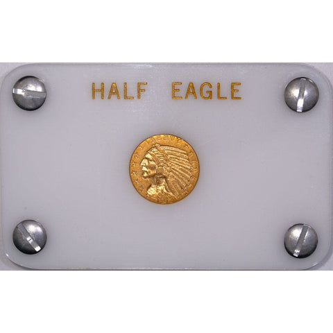 1913 $5 Indian Half Eagle Gold Coin - About Uncirculated - In Hard Lucite Holder