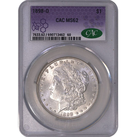 1898-O Morgan Dollar - CAC MS 62 - Brilliant Uncirculated