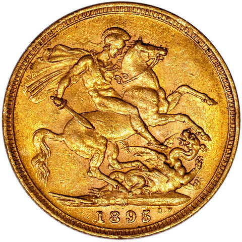 1895-M Australia Victoria Mature Head Gold Sovereign - About Uncirculated