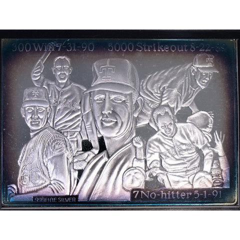 Nolan Ryan "Enviromint" 3oz .999 Fine Silver Bar - In Box W/ CoA