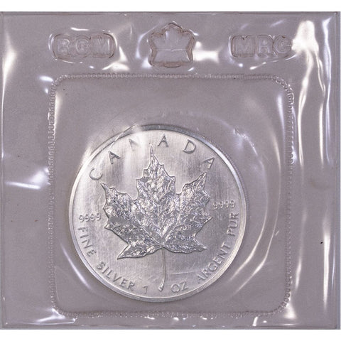 1989 1 oz Canadian Silver Maple Leaf $5 Coin - Gem BU in Government Plastic